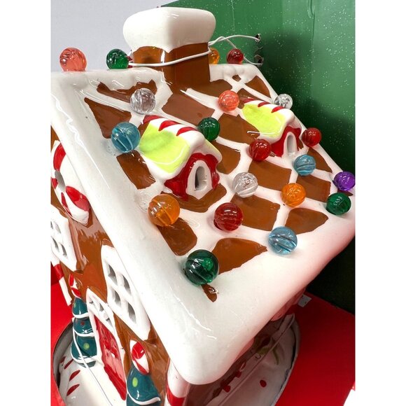 Lighted Christmas Gingerbread House Decor With Colorful Lights & Peppermint Acce - Picture 3 of 10